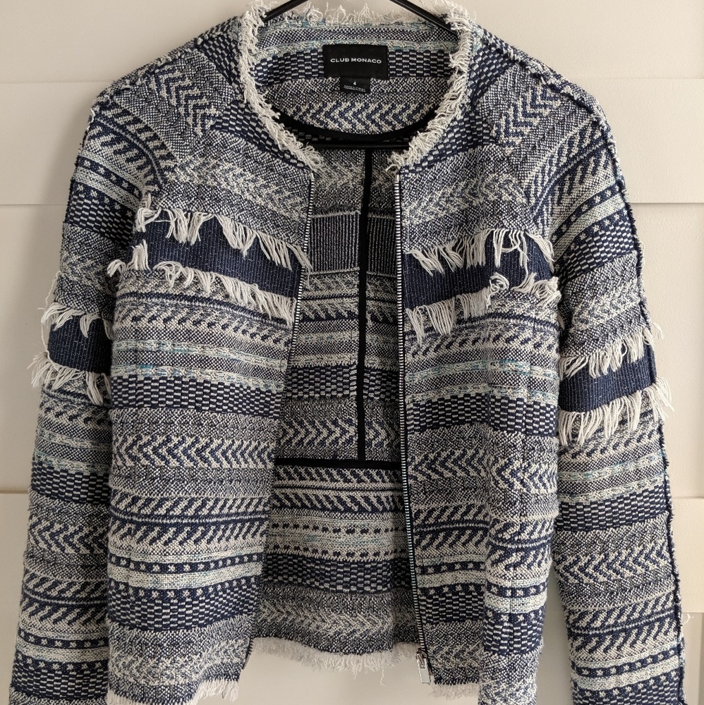 Club Monaco Tweed Denim Jacket - size 4